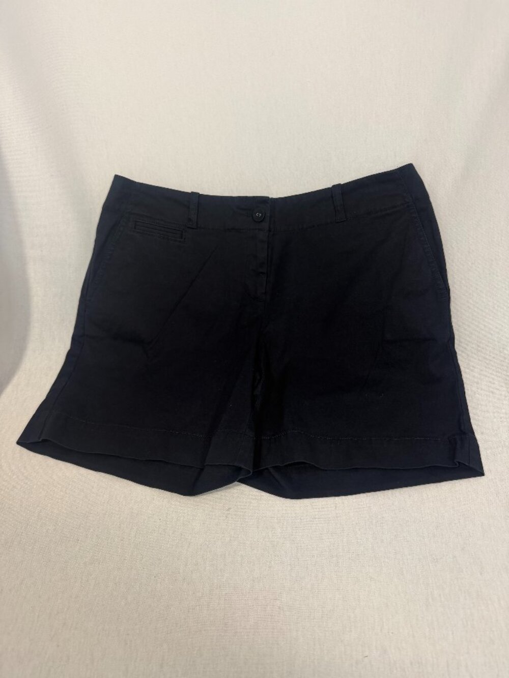 Talbots Shorts Womens 10P Navy Blue Chino Cotton Flat Front Petite Summer
